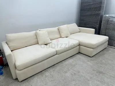 Beige color crate&barrel lshape sofa