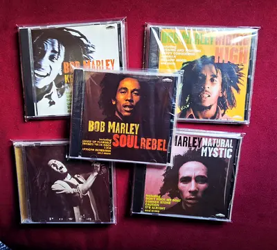 Lot of 5 Bob Marley CDs — Soul Rebel, Kaya, Natural Mystic, Kaya High, Power II