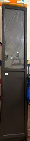 Tall Narrow Storage Cabinet with Glass Door - Dark Wood