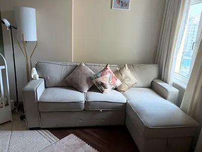 Beige 3-seater Sofa Bed with Storage
