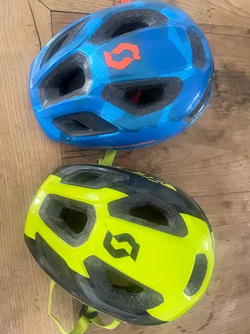 Scott Spunto Kids Bike Helmets - Blue and Yellow, Good Used Condition size 50/56cm