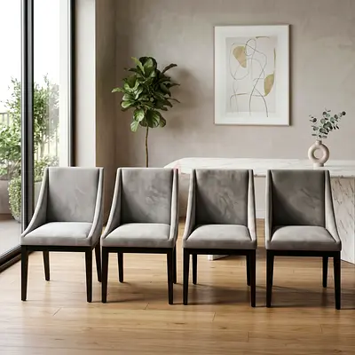 Set of 4 grey chairs West Elm
