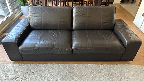 Genuine brown leather 3 seater couch in excellent condition