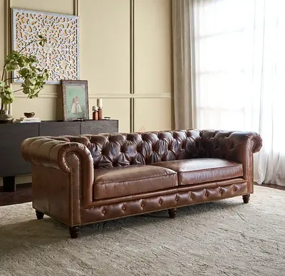 Home Centre Pietro Genuine Leather 3-Seater Sofa – 7 Months Old