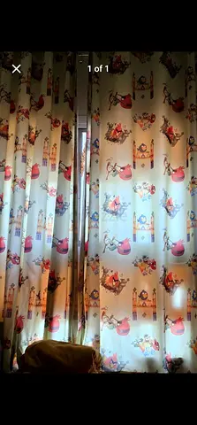 Children's cartoon patterned curtains - single pair, good condition