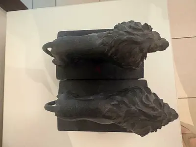 Pair of Vintage Lion Bookends — Heavy Stone/Resin Set
