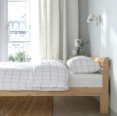IKEA Pine Bed with mattress 140x200 cm - Solid Pine Double Bed and mattress
