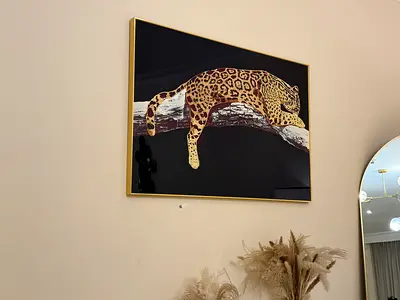 Framed Leopard Wall Art Print with Gold Frame