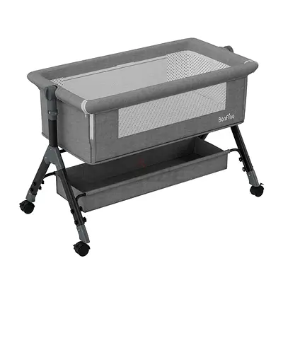 Grey Bedside Bassinet / Co-sleeper with Storage