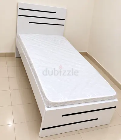 Brand New White Single Bed with Mattress Modern design