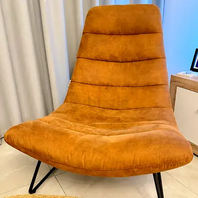 Danube Home Lounge Chair, Cognac Suede, Like New