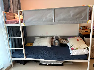 IKEA White Metal Bunk Bed (Lower Double / Upper Single) - Good Condition