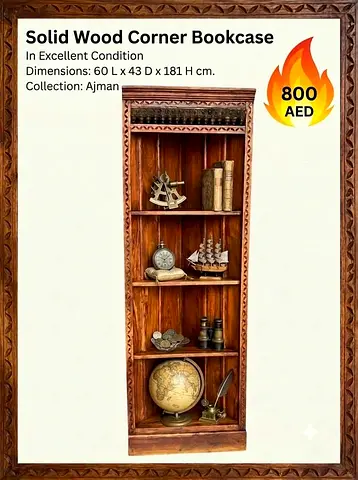 Solid wood corner display shelves- bookcase