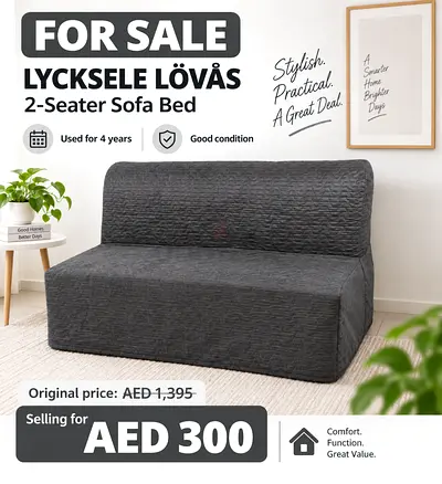 IKEA LYCKSELE LÖVÅS 2-Seater Sofa Bed – AED 300