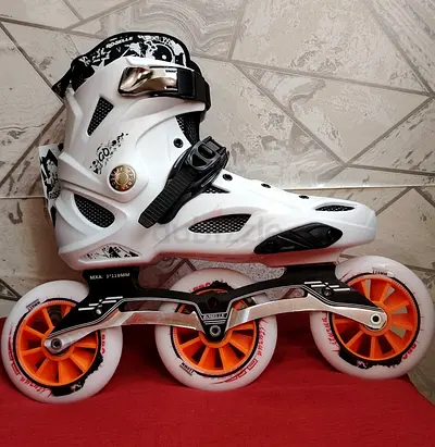 White Adult Inline Skates with 3-Wheel Frame