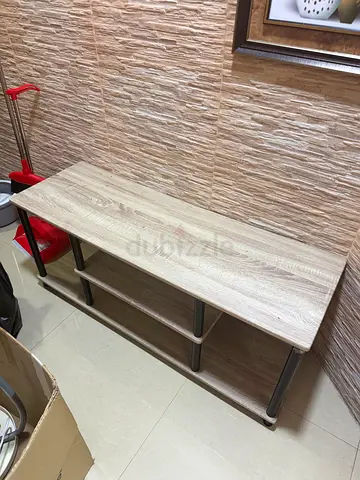 Compact wooden side table with metal frame - light oak finish