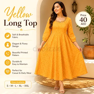 Yellow Long Flowing Women's Long Top