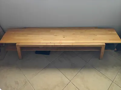 Solid Wood Long low Bench — Natural Finish