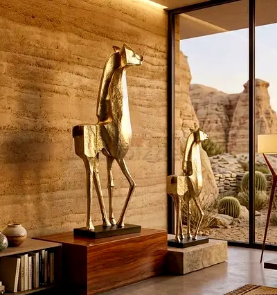 Marina Home Pair of Modern Horses Sculptures - Large Decorative Statues