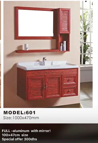 aluminum Bathroom Vanity Cabinet with Mirror - Model 601, 100x47cm