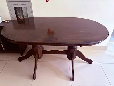 Solid Wood Oval Dining Table - Dark Brown-only table