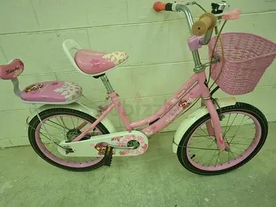 Pink 16-inch Kids Bicycle with Basket well used