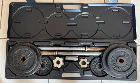 Adjustable Dumbbell Set with Bars and Plates in Carry Case