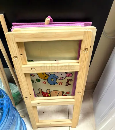 Wooden Baby Crib Side / Foldable Cot Rail with boxes organizer for toys