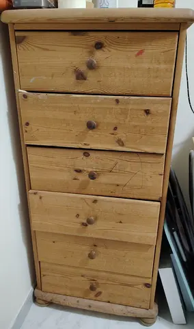Solid Pine 6-Drawer Tall Chest  Natural Finish