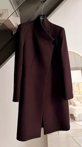 REISS Dark brown women's long wool blend coat, size S