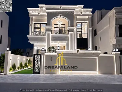 An upscale villa featuring a modern design and spacious interiors, with a practical layout ideal for large families. Villa for Sale in Al Helio – Ajma