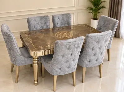 6-Seater Dining Table with Upholstered Chairs