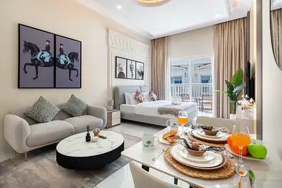Modern Studio | Pool, Gym & Near Miracle Garden