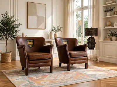 Marina Home Timothy Oulton Leather arm chairs