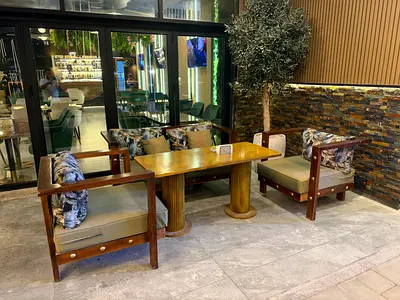 Solid Wood Outdoor/Indoor Sofa Set with Coffee Table - 4 Seats 1,450 AED