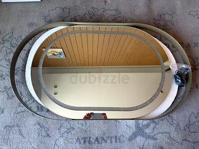 Large Oval Decorative Wall Mirror with Layered Frame - bronze color