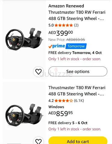 Thrustmaster T80 RW Ferrari 488 GTB Racing Wheel with Pedals