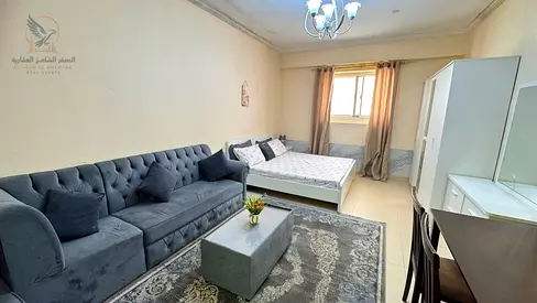 لايجار بعجمان استوديو مفروش ابراج الياسمين سهل المخرج لدبي والشارقه مجهز تماما