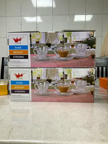 Clear glass cups two sets