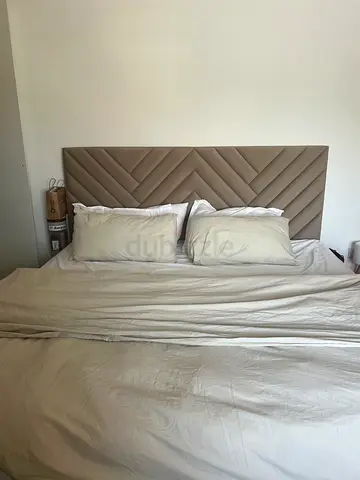 King Size Bed 200 × 200 cm with Premium Mattress – Taupe / Dark Beige