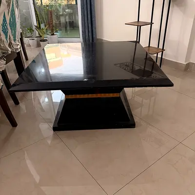 Black Decorative Center Table with Gold Accent - Used