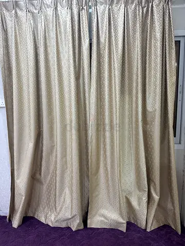 Beige patterned blackout curtains - set of 4, good condition