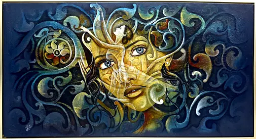 Original Contemporary Mixed Media Hand-Painted Woman Artwork | 80 × 150 cm | Statement Wall Art