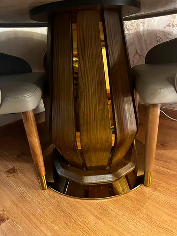 Turkish Solid Wood Dining Table with marble top and 4 Matching chairs - excellent Condition