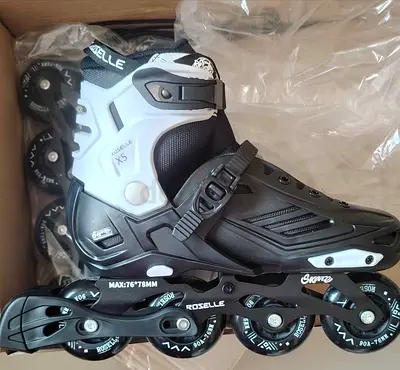 Adult Adjustable Inline Roller Skates - Size Adjustable, Black/White