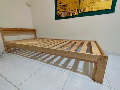 single-size IKEA NEIDEN Bed Frame (90x200) Solid Pine - Good Condition