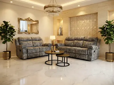 Grey 3+2 Reclining Sofa Set - Comfortable Modern Design