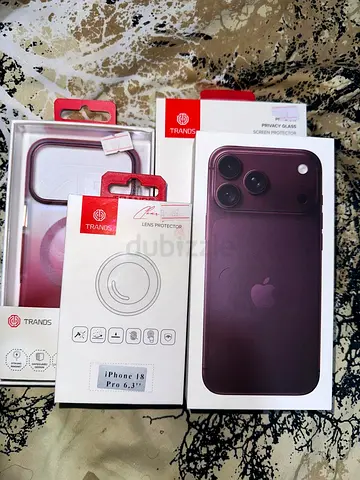 iPhone 18pro max burgundy 512gb brand new boxpack with new Transd screen/lens protectors and case