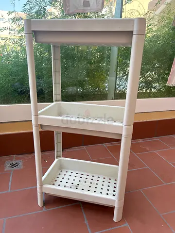 Compact 3-Tier Plastic Shelf / Storage Rack - White