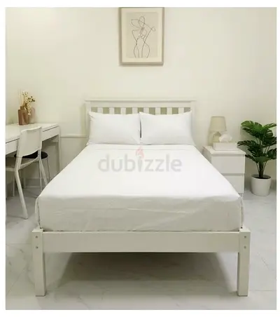 Home Center white bed frame with 120 x 200 cm Wooden Single Bed Frame with Mattress - Good Condition